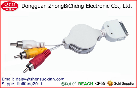 For Stereo Devices Retractable 30-Pin To 3rca Audio Cable