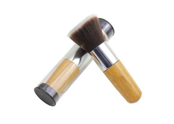 Small Buffer Makeup Brush For Face , Kabuki Bamboo Handle Flat Buffer Brush