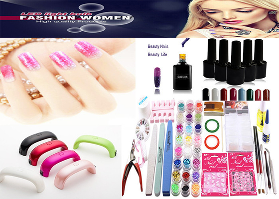 Mini LED Nail Lamp Kits 9 Watt 6pcs Nail Gel And DIY Manicure Nail Art Tools