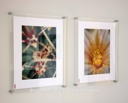 Home Wall Mounted Picture Acrylic Photo Frames 8 x 10 With Iron Nail