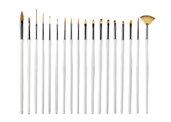 Cosmetic 18 Piece Flat Nail Art Brushes For Makeup / Nail Art Fan Brush