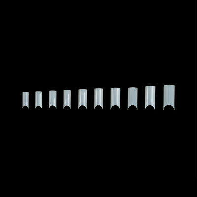 Straight Tube French Acrylic / ABS Half Artificial Nail Tips White / Transparent