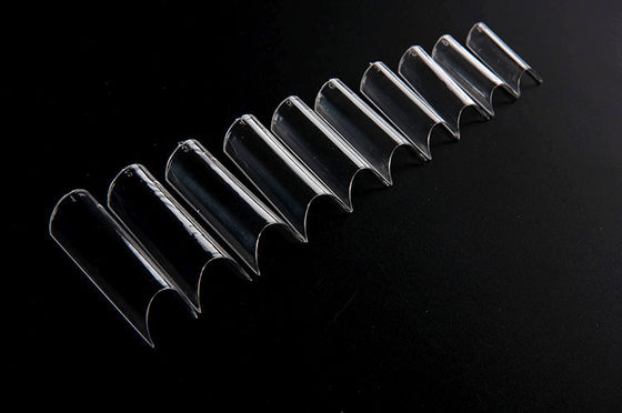 Straight Tube French Acrylic / ABS Half Artificial Nail Tips White / Transparent