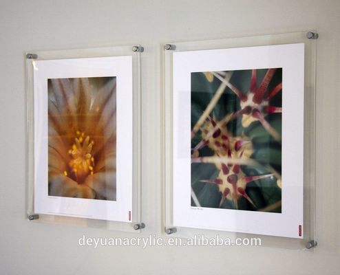 Home Wall Mounted Picture Acrylic Photo Frames 8 x 10 With Iron Nail